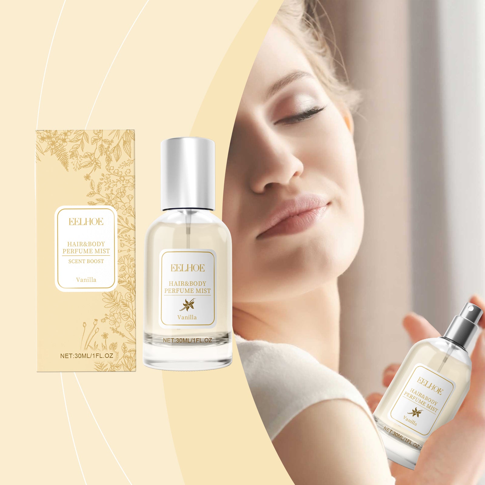 Vanilla Body & Hair Perfume Spray - Long-Lasting Floral Fragrance