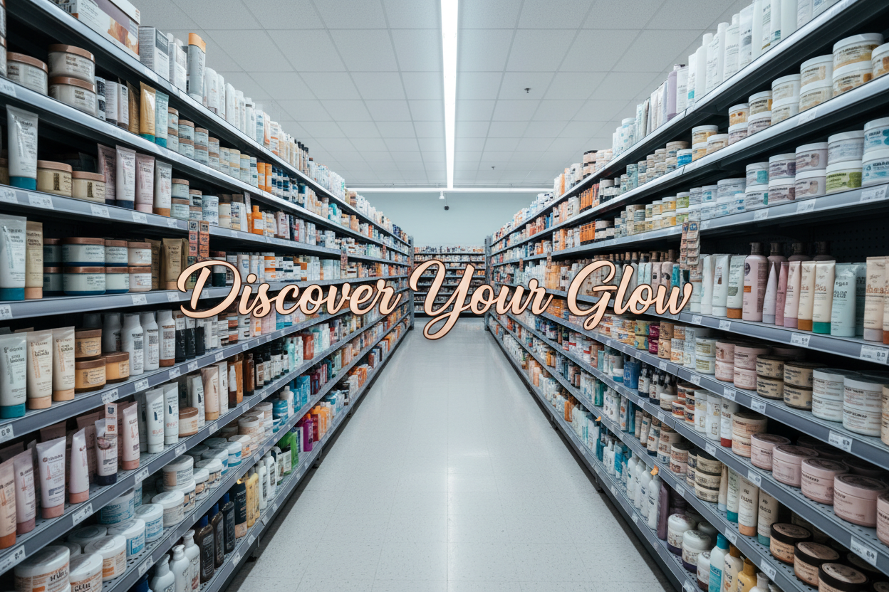 Discover Your Glow - Cream supermarket display