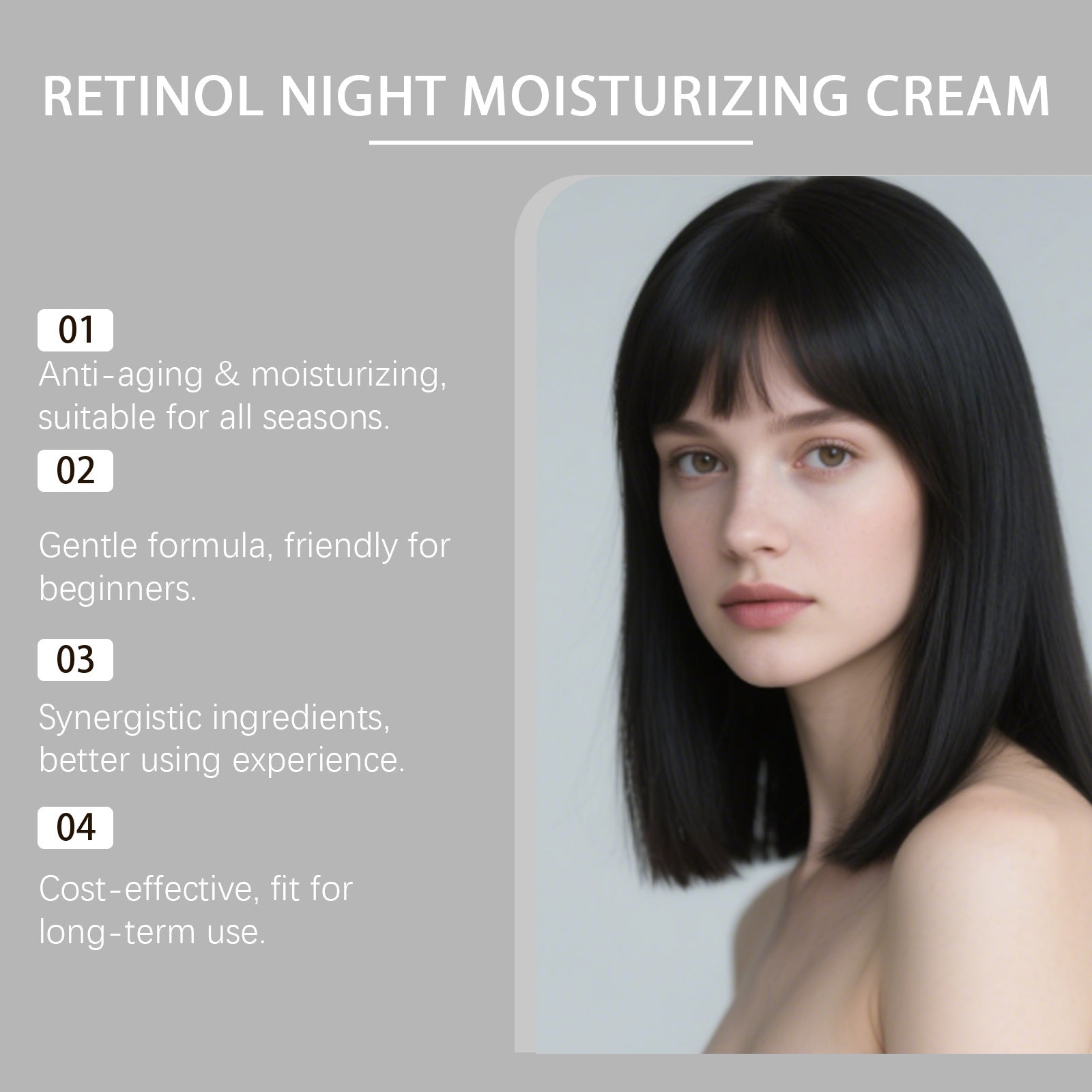 Retinol Night Cream - Anti-Aging Moisturizer with Vitamin C & Collagen